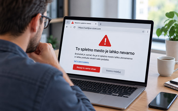 Opozorilo brskalnika o nevarni strani Opozorilo brskalnika o nevarni strani
